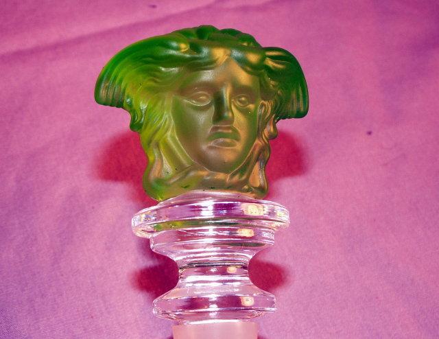 Rosenthal VERSACE Green Double Faced Lead Crystal Glass Bottle Stopper in Box