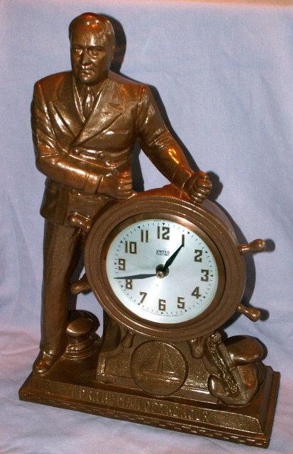 Franklin D. Roosevelt Mantle Clock - Metalware