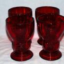 Four Ruby Red MOONDROPS Depression Gl ass Tumblers