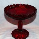 Ruby Red Footed Glass Candy Dish