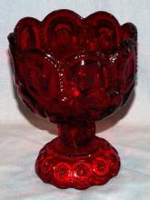 Moon & Stars Red Footed Glass Candy Bowl