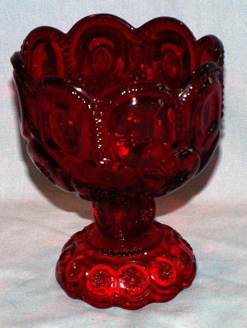 Moon & Stars Red Footed Glass Candy Bowl