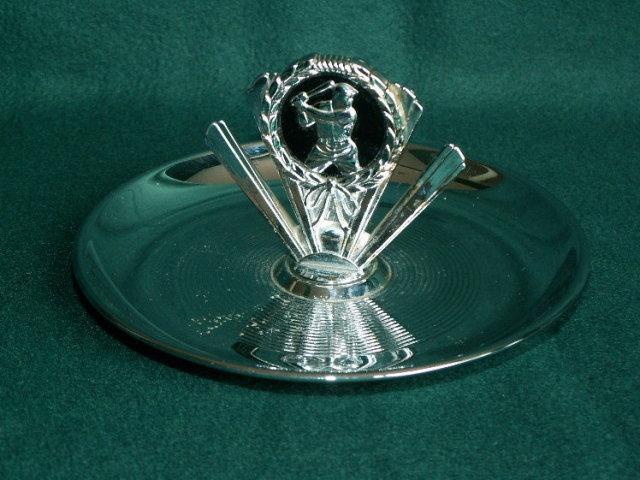 Chrome BASEBALL PLAYER Decorated Ashtray - Tobacciana