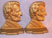 Gold Finished ABRAHAM LINCOLN Cast Iron Bookends - Metalware
