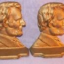 Gold Finished ABRAHAM LINCOLN Cast Iron Bookends - Metalware