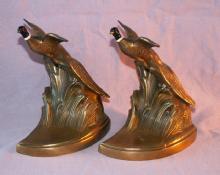 Colorful Cast Metal PHEASANT Bookends - Metalware