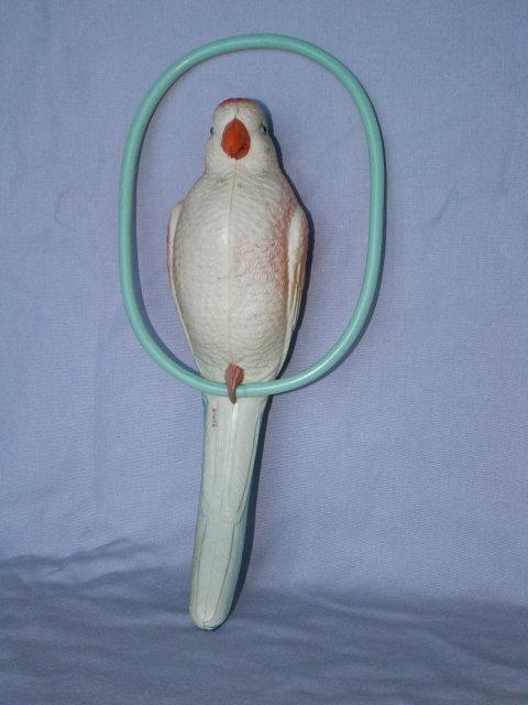 Colorful Celluloid PARROT ON PERCH - Misc.