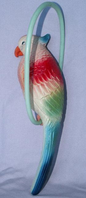 Colorful Celluloid PARROT ON PERCH - Misc.