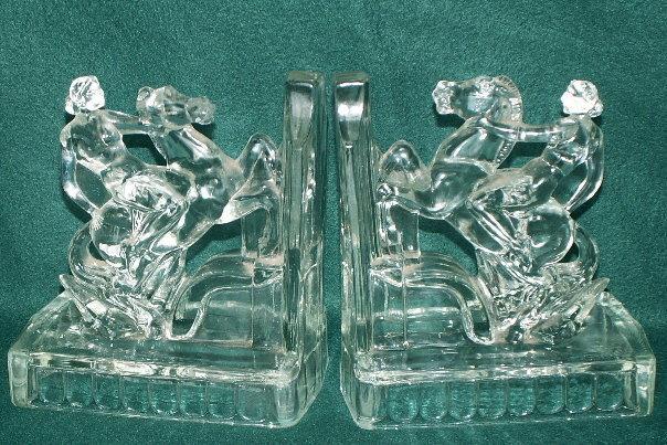 Crystal LADY GODIVA Glass Bookends