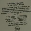 SHAKESPEARE CHARACTERS ALL THE WORLD'S A STAGE Porcelain Plate