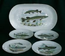 Five Piece Porcelain FISH Serving Set