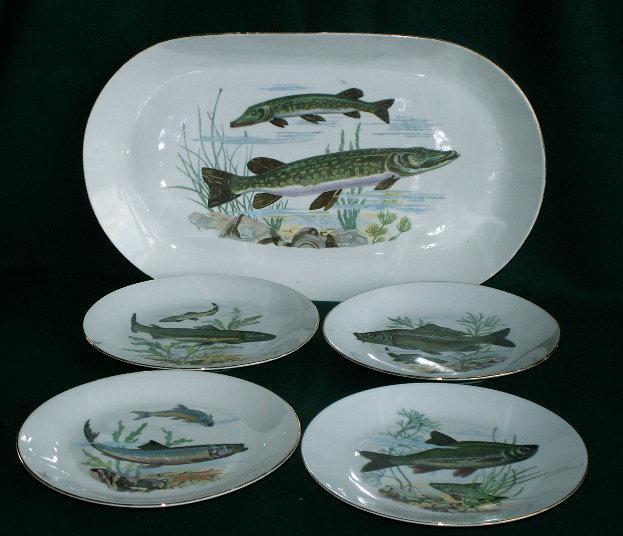 Five Piece Porcelain FISH Serving Set