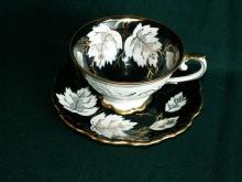 U.S. Zone German Porcelain Black/Gold Cup and Saucer Set