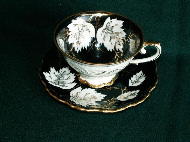 U.S. Zone German Porcelain Black/Gold Cup and Saucer Set