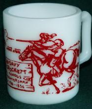 DAVY CROCKETT Red Printed Milk Glass Mug