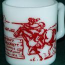 DAVY CROCKETT Red Printed Milk Glass Mug