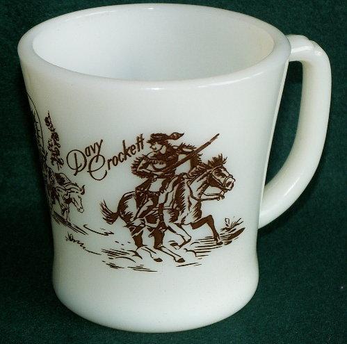 DAVY CROCKETT Red Printed Milk Glass Mug