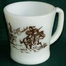 DAVY CROCKETT Red Printed Milk Glass Mug