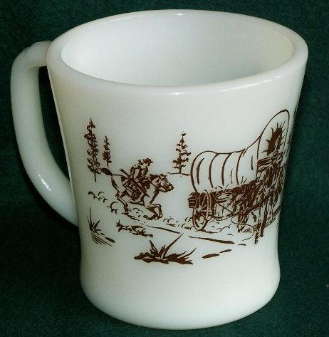DAVY CROCKETT Brown Printed Milk Glass Mug