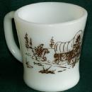 DAVY CROCKETT Brown Printed Milk Glass Mug