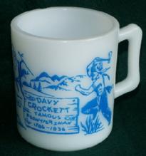 DAVY CROCKETT Blue Printed Milk Glass Mug