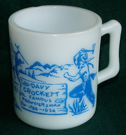 DAVY CROCKETT Blue Printed Milk Glass Mug