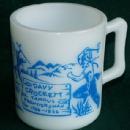 DAVY CROCKETT Blue Printed Milk Glass Mug
