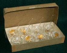 Set of 8 Pressed Glass Salts and Spoons in Original Box