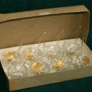 Set of 8 Pressed Glass Salts and Spoons in Original Box