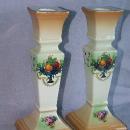 Set of English Fruit Bowl Designed Porcelain Candlesticks