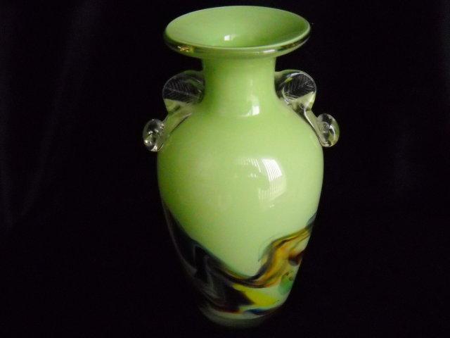 Glass vase swirls of colors