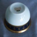 6 Tea/Sake Porcelain Cups in Gold Wire Rack