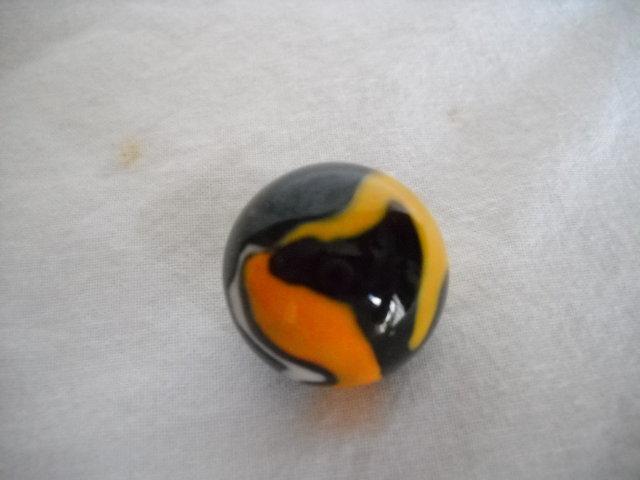 Marble vintage,swirl, black, white, orange,yellow