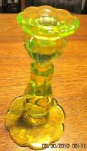 Vaseline Yellow Uranium Candlestick - Glass