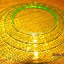 Vaseline Green Depression Plates (6) - Glass