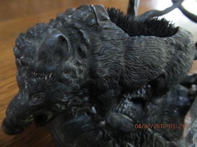 Figural Wild Boar Inkwell Ink Well - Metalware