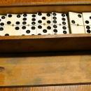 Vintage Dominoes Set Ebony & Ivory in wood box