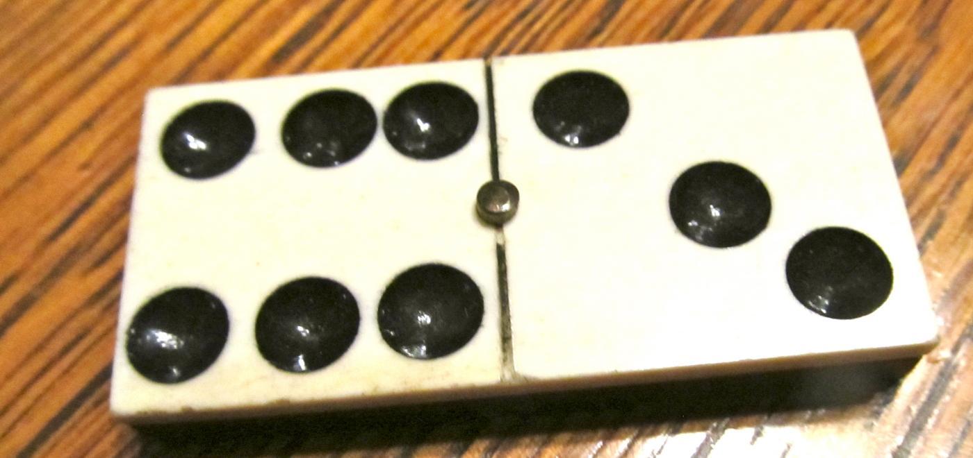 Vintage Dominoes Set Ebony & Ivory in wood box