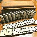 Vintage Dominoes Set Ebony & Ivory in wood box