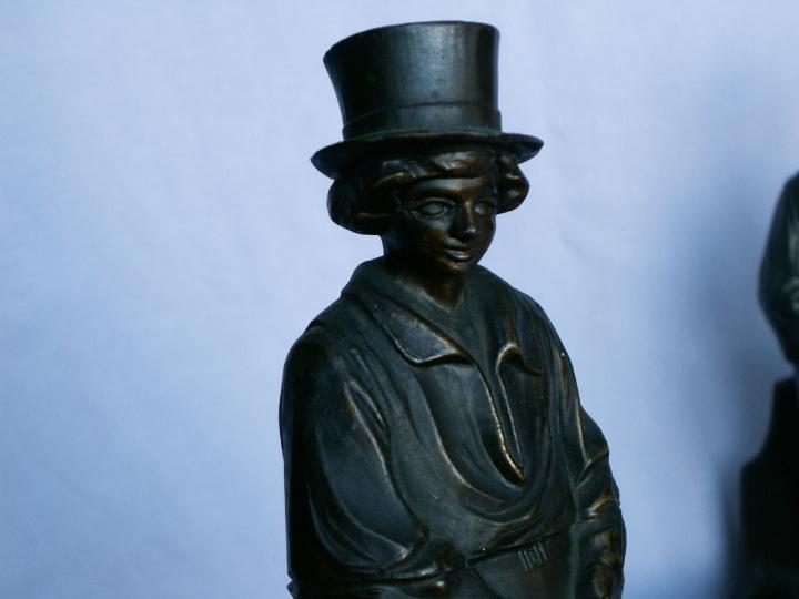 Cast Metal YOUNG MAN IN TOP HAT Bookends - Metalware