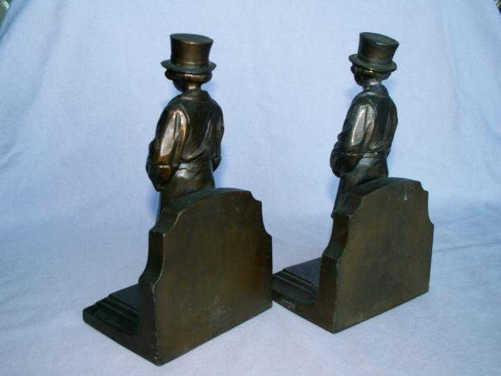 Cast Metal YOUNG MAN IN TOP HAT Bookends - Metalware