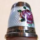 Enameled Thimble Sterling Stone - Silver