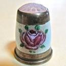 Enameled Thimble Sterling Stone - Silver