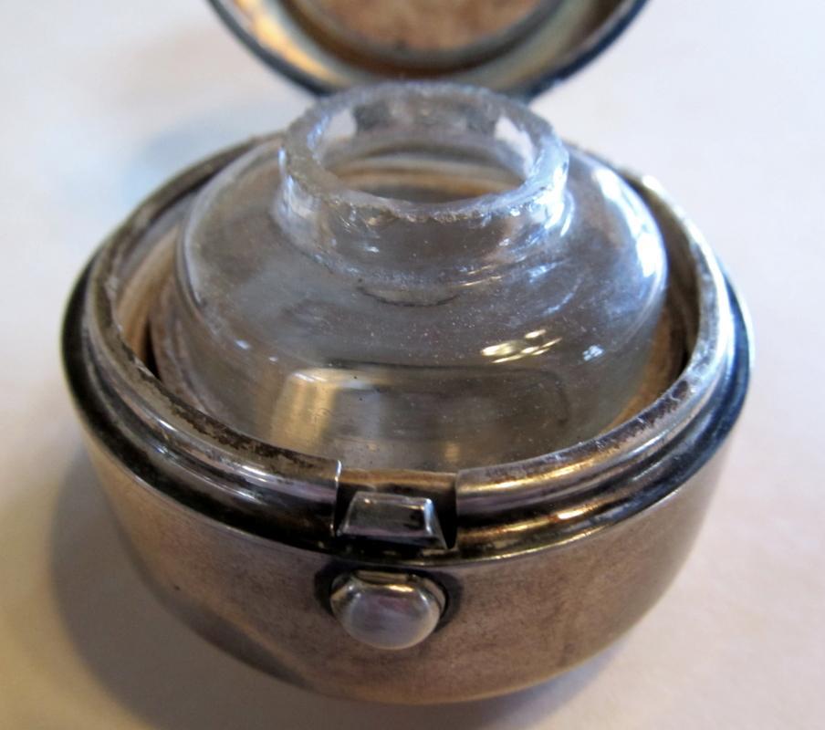 Sterling Silver TRAVEL Inkwell Ink Well - Silver