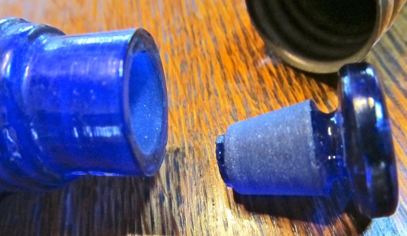 Cobalt Perfume Bottle with glass stopper - Glass