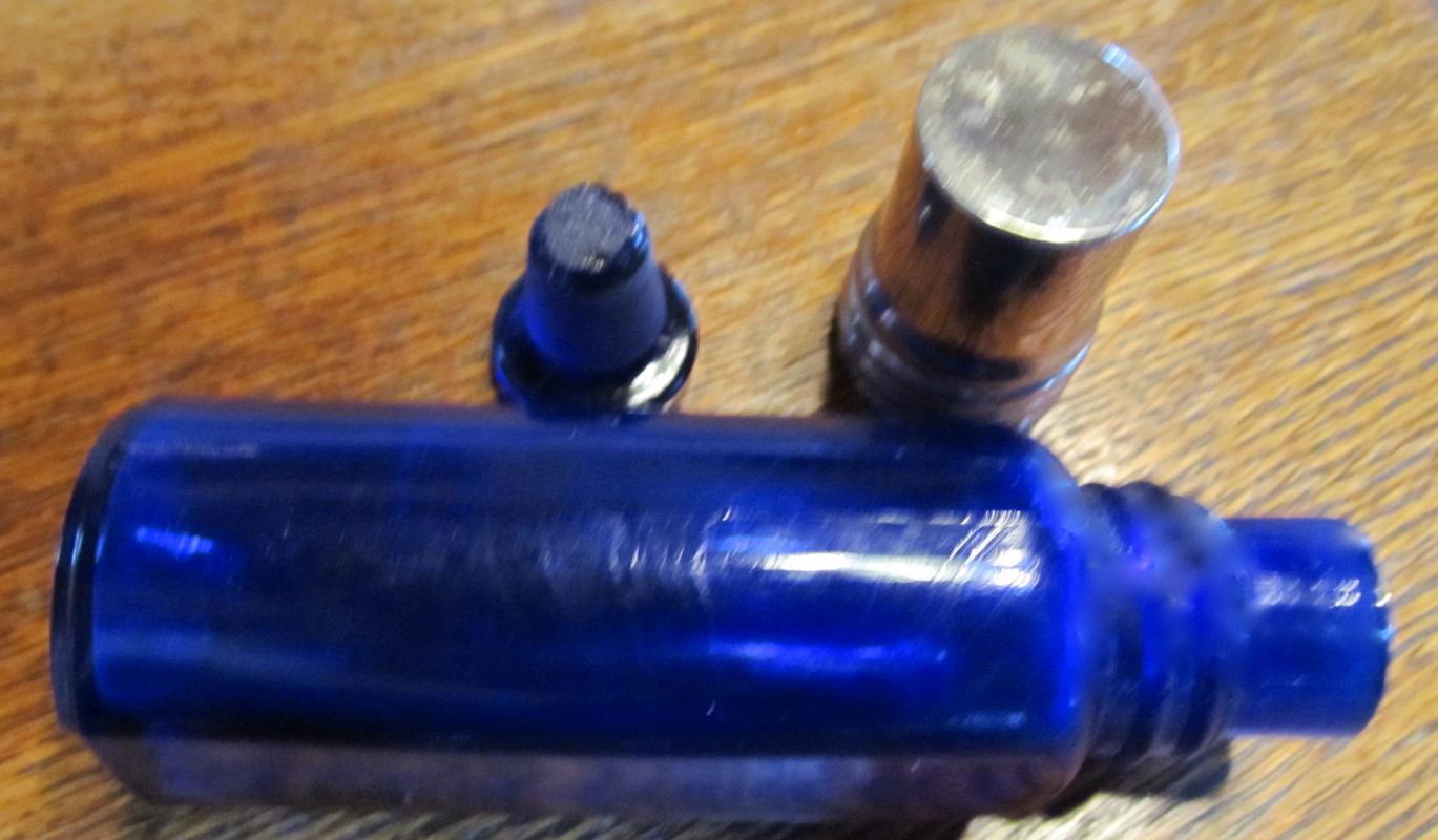Cobalt Perfume Bottle with glass stopper - Glass