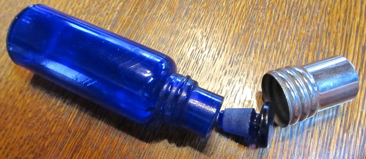 Cobalt Perfume Bottle with glass stopper - Glass