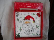 Ceramic tile and wood Chrismas tray.SANTA. JCPenney