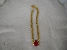 Monet gold tone with red necklace