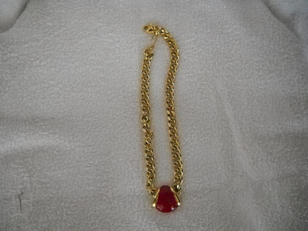 Monet gold tone with red necklace